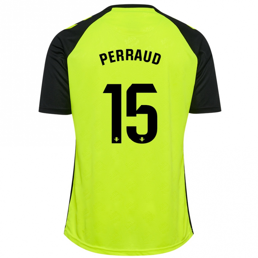 Kids Football Romain Perraud #15 Fluorescent Yellow Black Away Jersey 2024/25 T-Shirt Australia