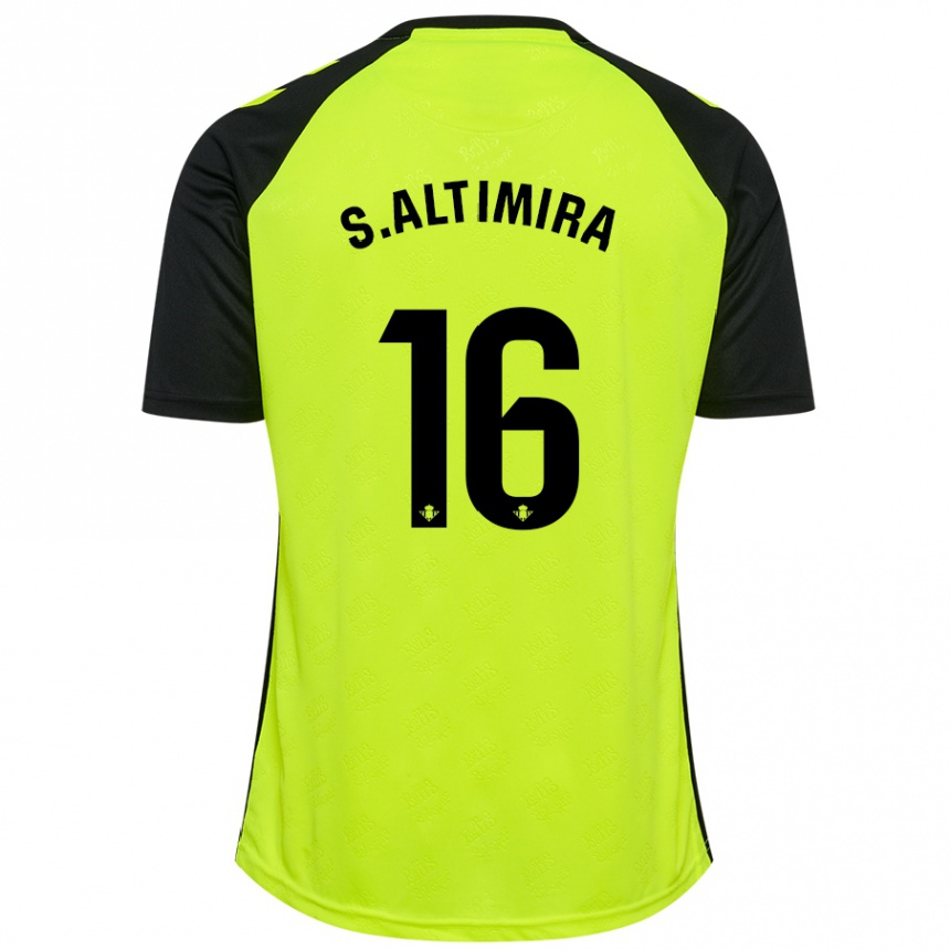 Kids Football Sergi Altimira #16 Fluorescent Yellow Black Away Jersey 2024/25 T-Shirt Australia