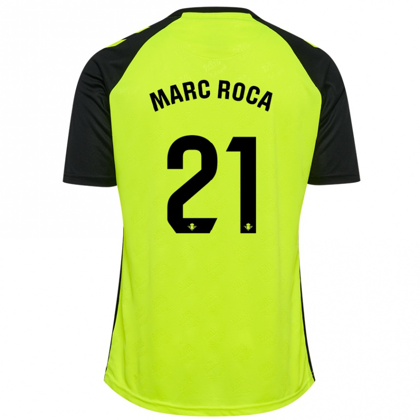 Kids Football Marc Roca #21 Fluorescent Yellow Black Away Jersey 2024/25 T-Shirt Australia