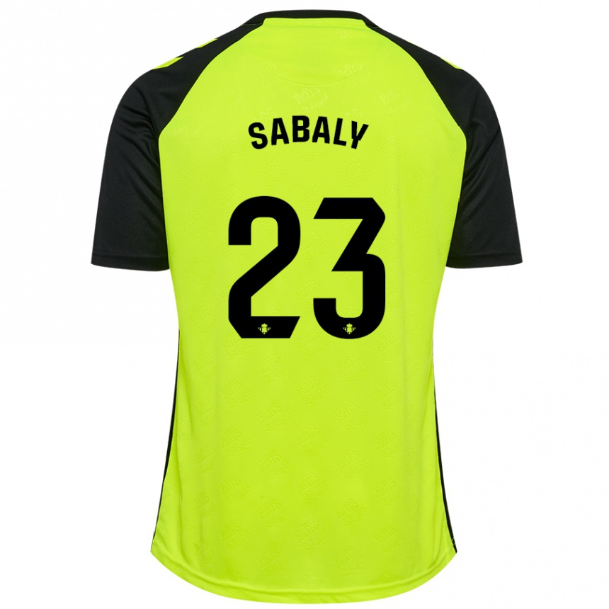 Kids Football Youssouf Sabaly #23 Fluorescent Yellow Black Away Jersey 2024/25 T-Shirt Australia