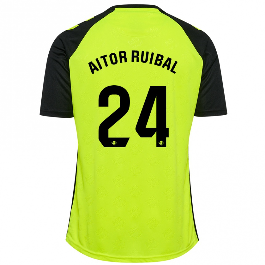 Kids Football Aitor Ruibal #24 Fluorescent Yellow Black Away Jersey 2024/25 T-Shirt Australia