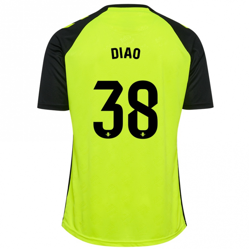 Kids Football Assane Diao #38 Fluorescent Yellow Black Away Jersey 2024/25 T-Shirt Australia