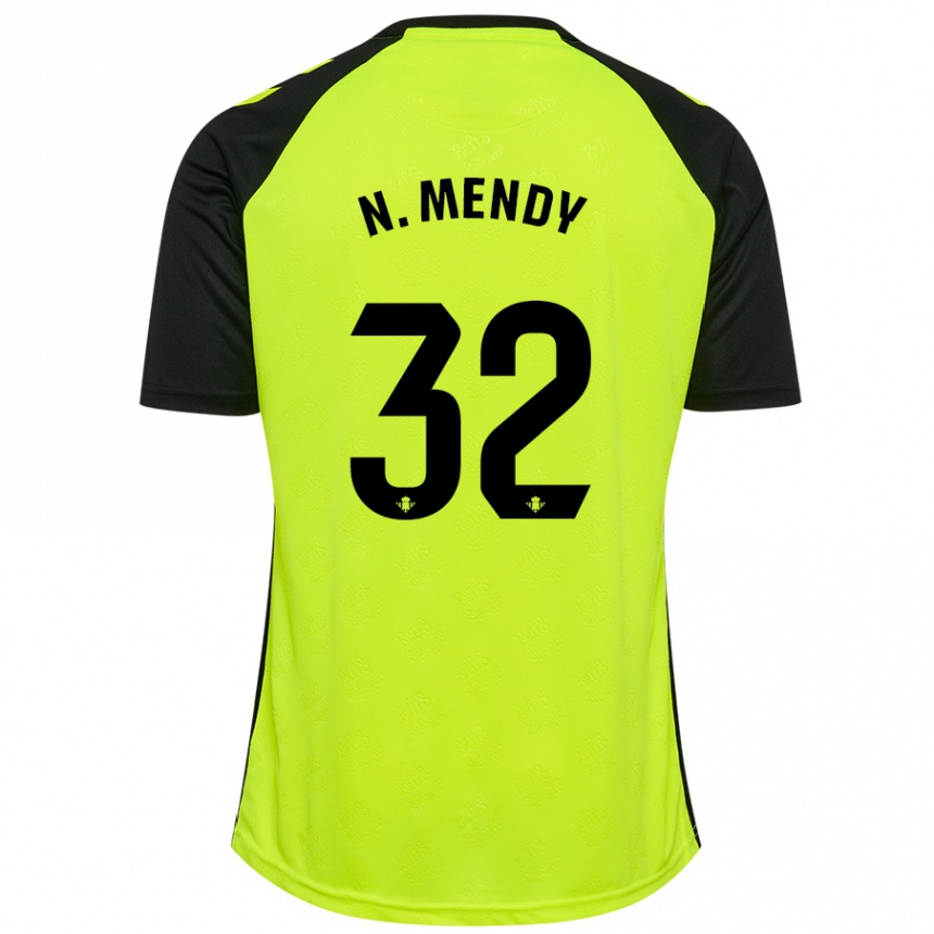 Kids Football Nobel Mendy #32 Fluorescent Yellow Black Away Jersey 2024/25 T-Shirt Australia