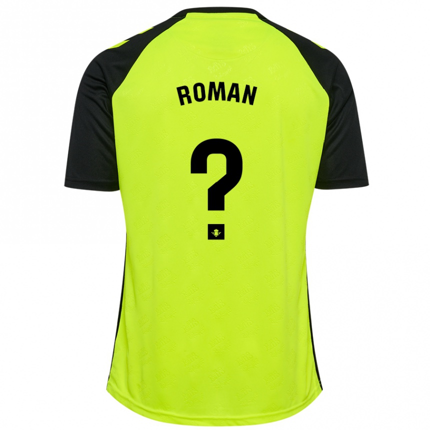 Kids Football Samu Román #0 Fluorescent Yellow Black Away Jersey 2024/25 T-Shirt Australia