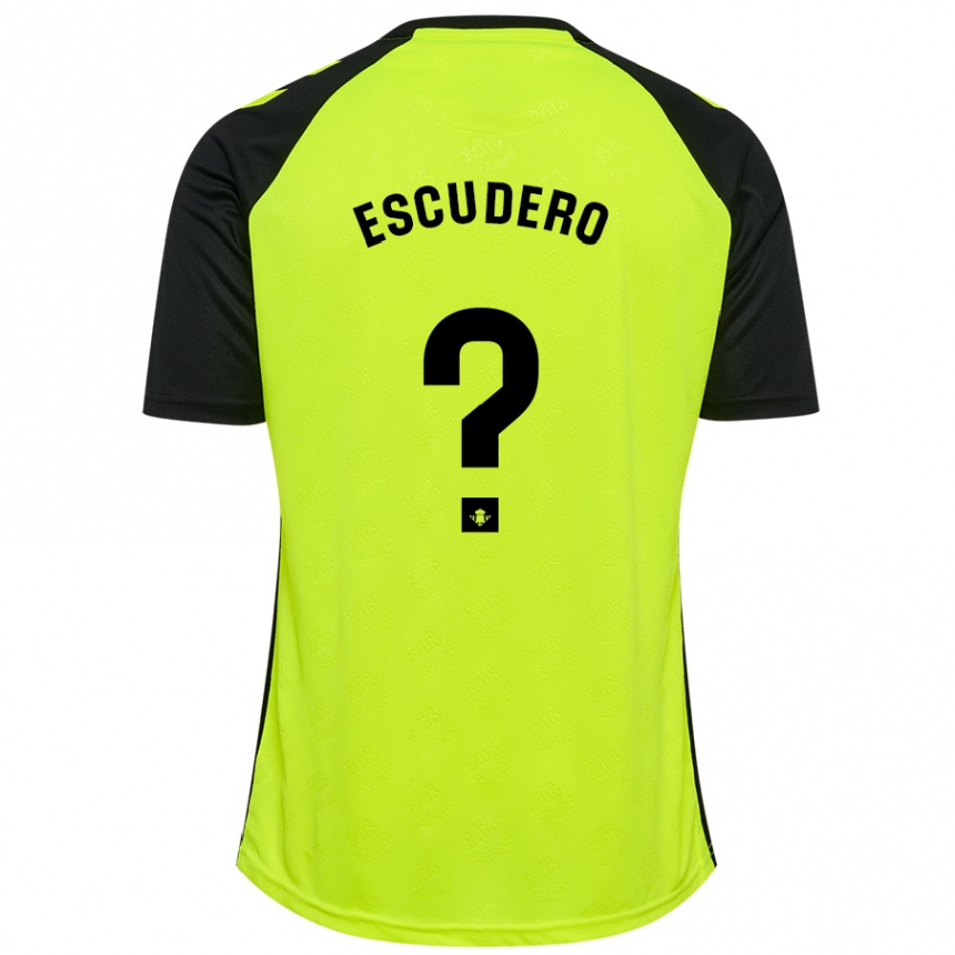 Kids Football Ale Escudero #0 Fluorescent Yellow Black Away Jersey 2024/25 T-Shirt Australia