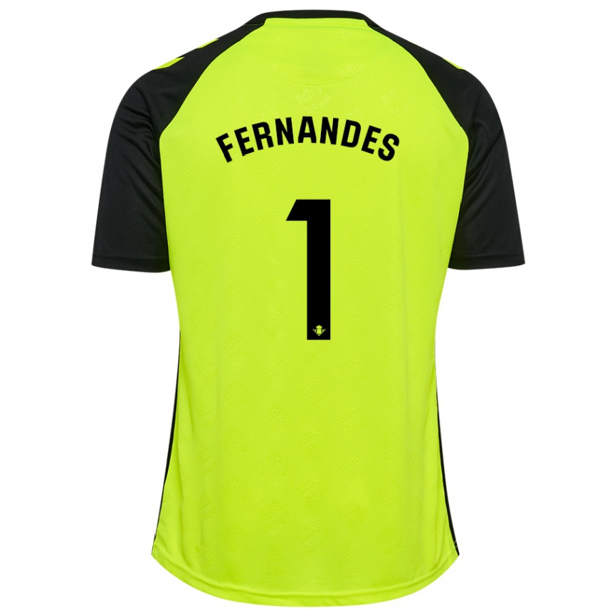 Kids Football Guilherme Fernandes #1 Fluorescent Yellow Black Away Jersey 2024/25 T-Shirt Australia