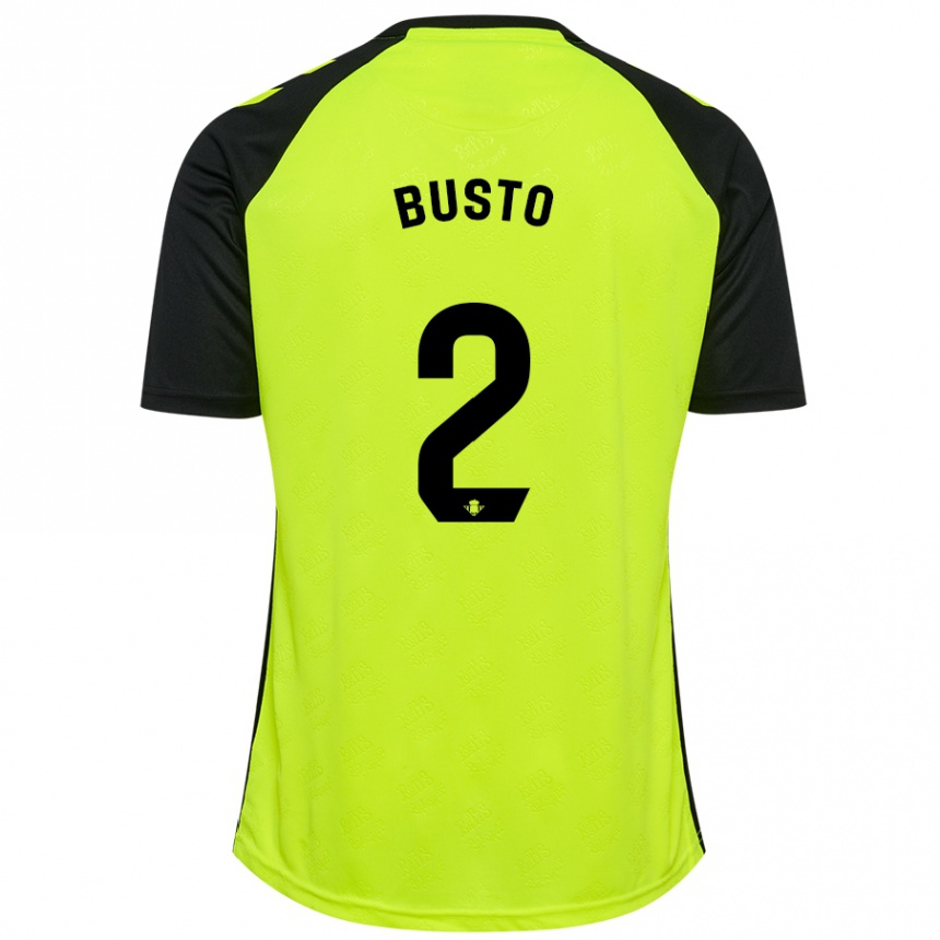 Kids Football Pablo Busto #2 Fluorescent Yellow Black Away Jersey 2024/25 T-Shirt Australia