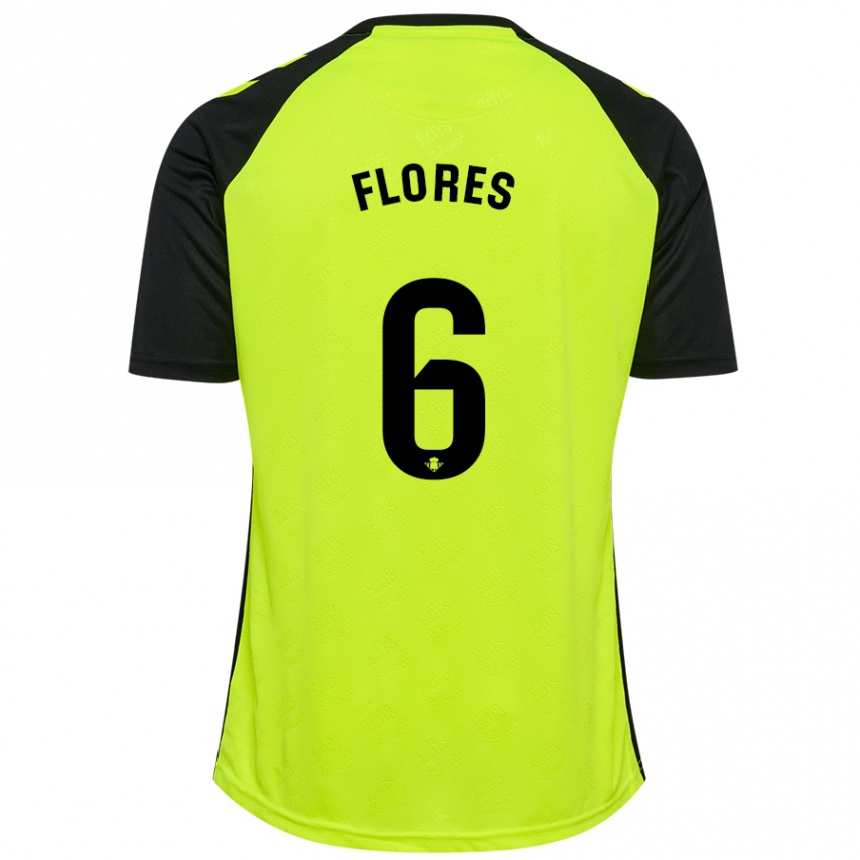 Kids Football Mateo Flores #6 Fluorescent Yellow Black Away Jersey 2024/25 T-Shirt Australia