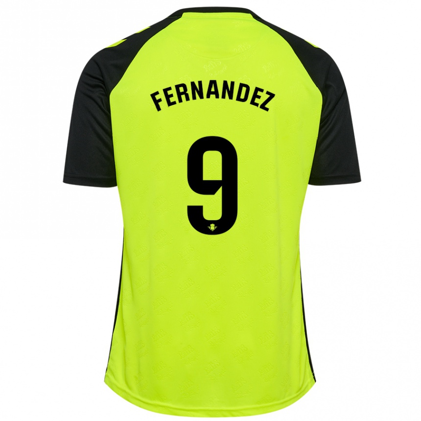 Kids Football Marcos Fernández #9 Fluorescent Yellow Black Away Jersey 2024/25 T-Shirt Australia