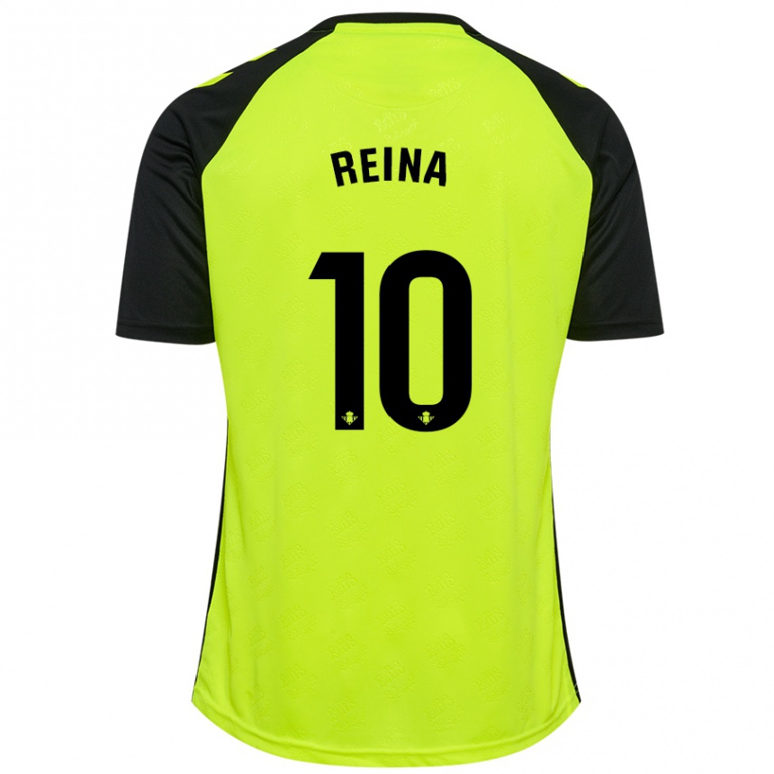 Kids Football Carlos Reina #10 Fluorescent Yellow Black Away Jersey 2024/25 T-Shirt Australia