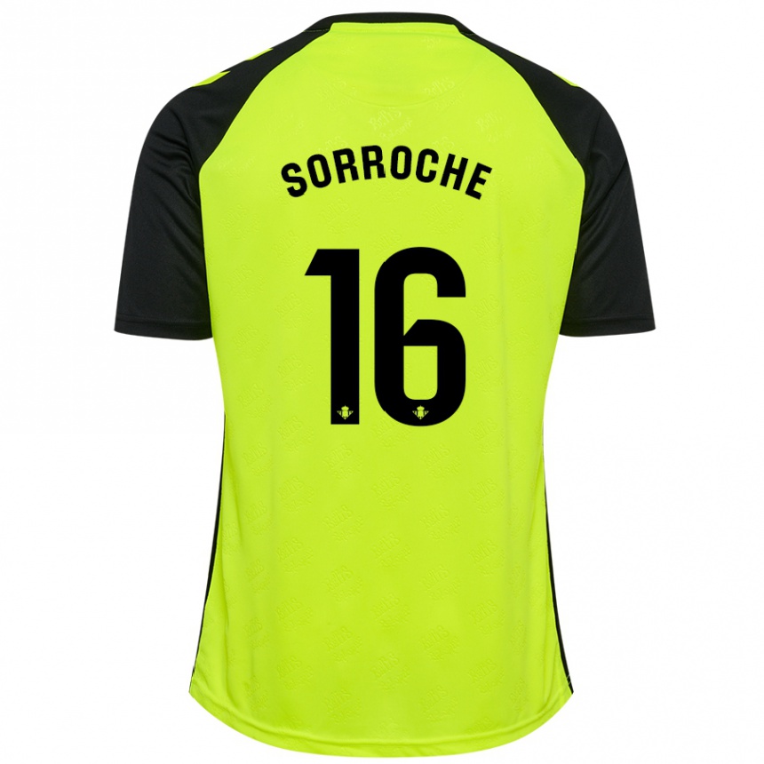 Kids Football Ginés Sorroche #16 Fluorescent Yellow Black Away Jersey 2024/25 T-Shirt Australia