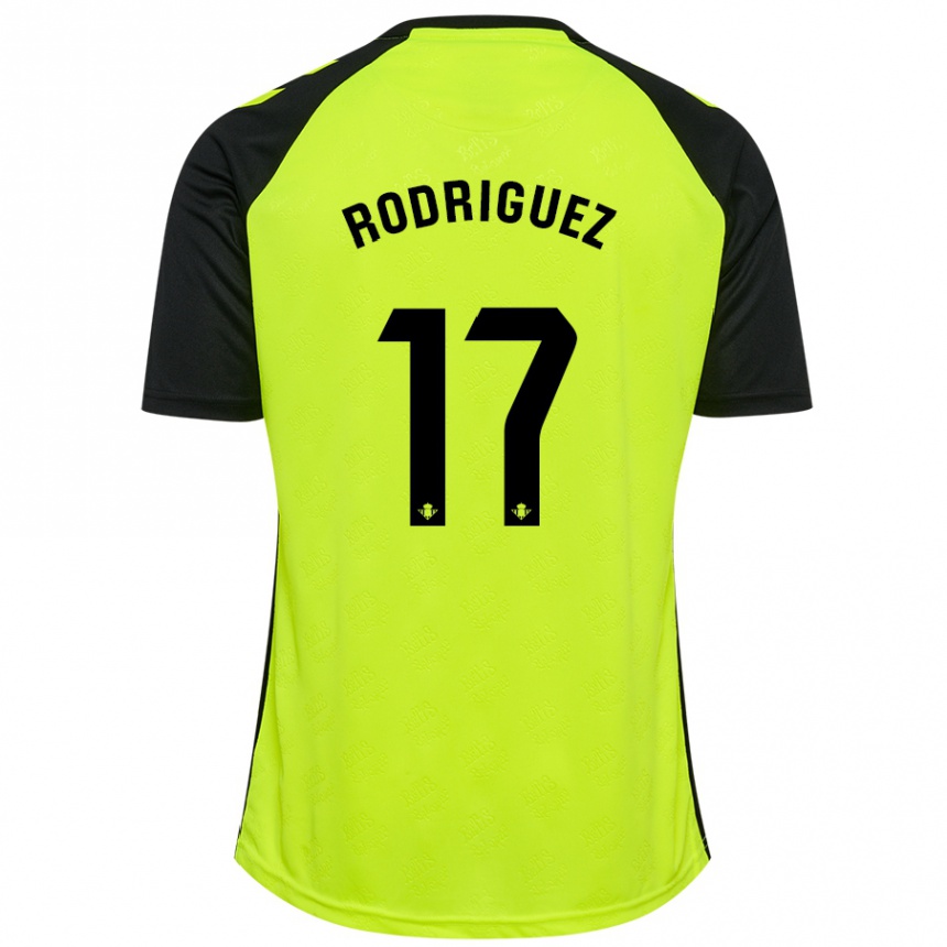 Kids Football Jesús Rodriguez #17 Fluorescent Yellow Black Away Jersey 2024/25 T-Shirt Australia