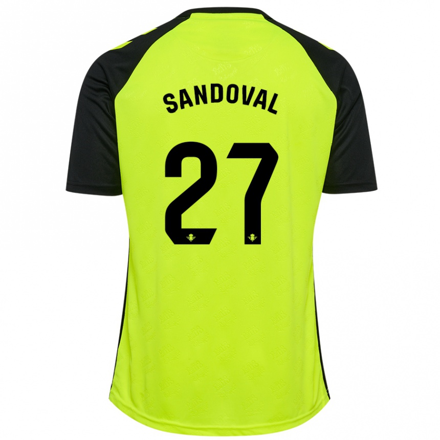 Kids Football Keimer Sandoval #27 Fluorescent Yellow Black Away Jersey 2024/25 T-Shirt Australia