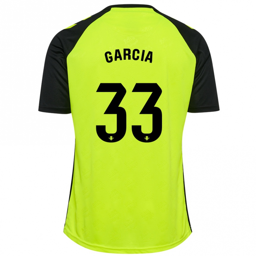 Kids Football Pablo García #33 Fluorescent Yellow Black Away Jersey 2024/25 T-Shirt Australia