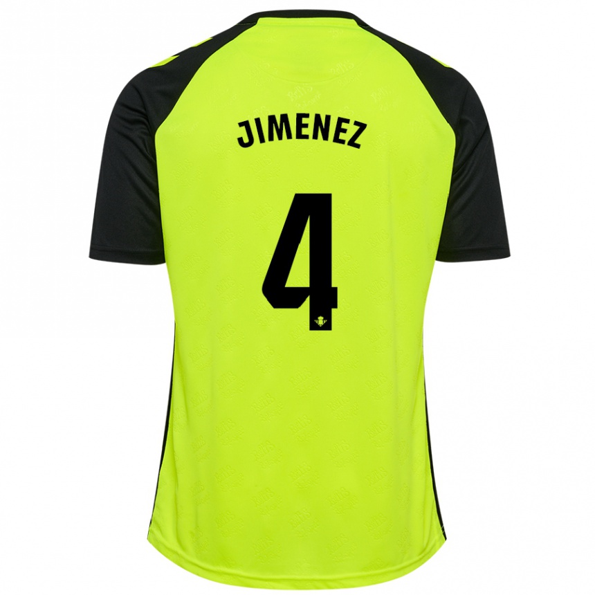 Kids Football María Jiménez Gutiérrez #4 Fluorescent Yellow Black Away Jersey 2024/25 T-Shirt Australia