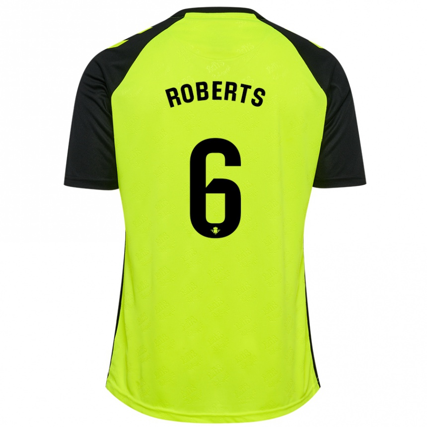 Kids Football Rhiannon Roberts #6 Fluorescent Yellow Black Away Jersey 2024/25 T-Shirt Australia