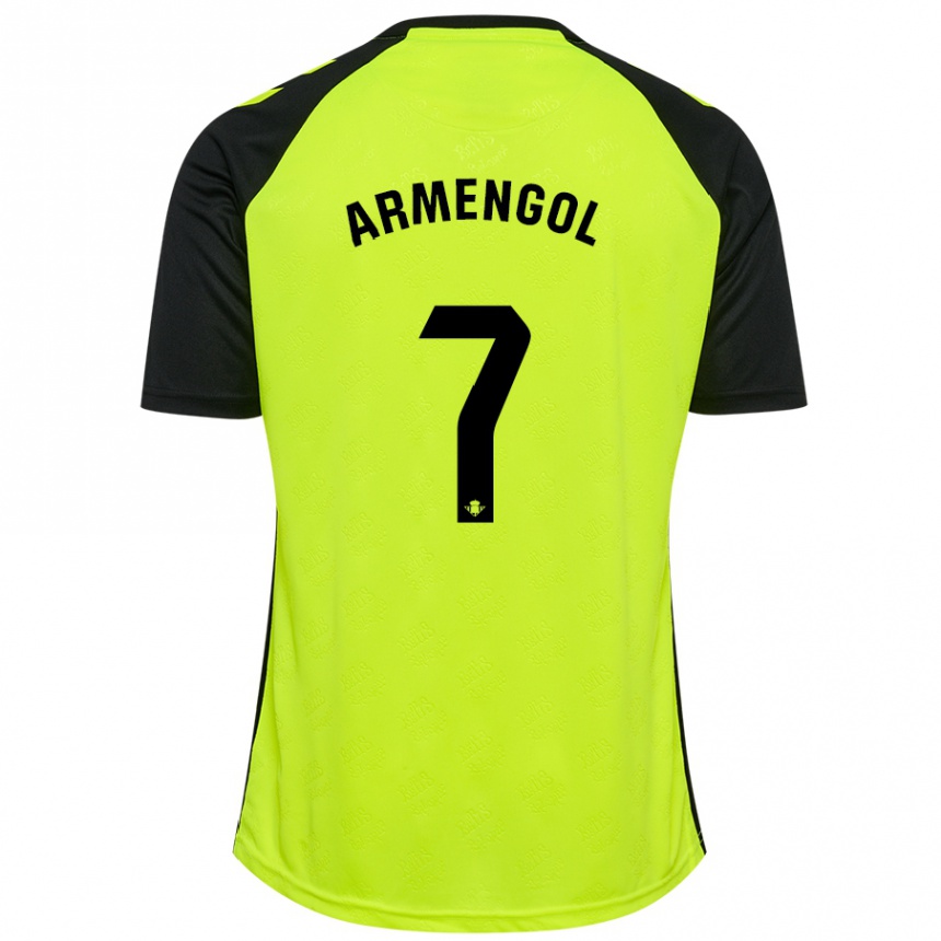 Kids Football Carla Armengol Joaniquet #7 Fluorescent Yellow Black Away Jersey 2024/25 T-Shirt Australia