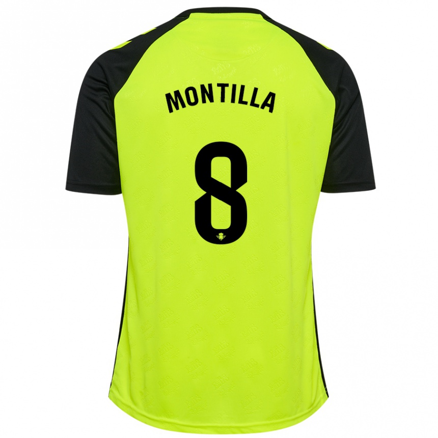 Kids Football Natalia Montilla #8 Fluorescent Yellow Black Away Jersey 2024/25 T-Shirt Australia