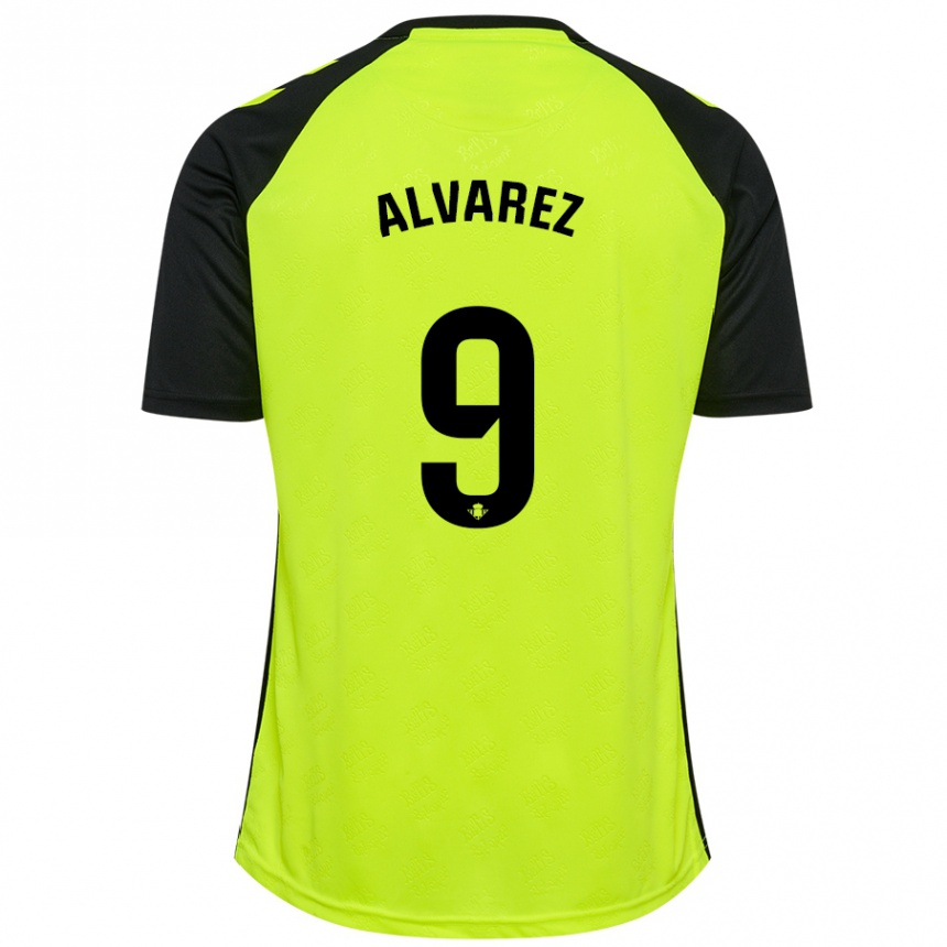 Kids Football Carmen Álvarez Sánchez #9 Fluorescent Yellow Black Away Jersey 2024/25 T-Shirt Australia