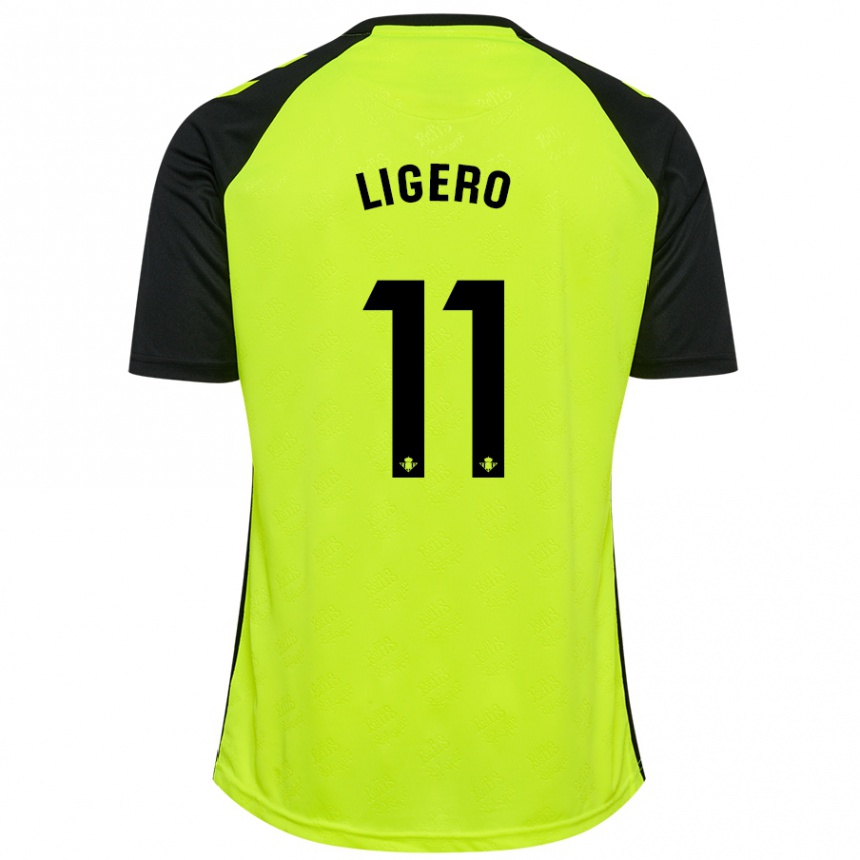 Kids Football Nuria Ligero #11 Fluorescent Yellow Black Away Jersey 2024/25 T-Shirt Australia