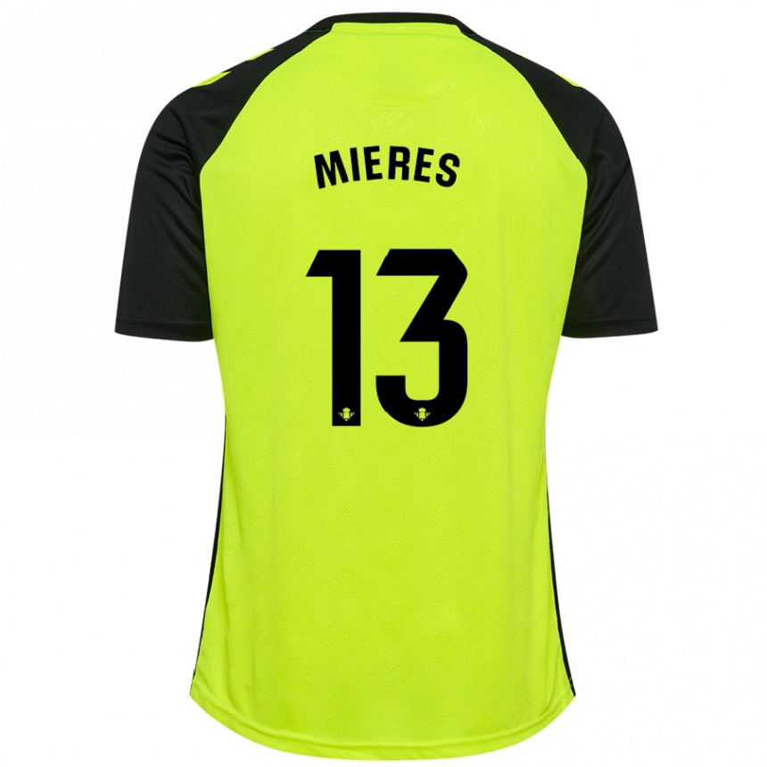 Kids Football Malena Mieres García #13 Fluorescent Yellow Black Away Jersey 2024/25 T-Shirt Australia