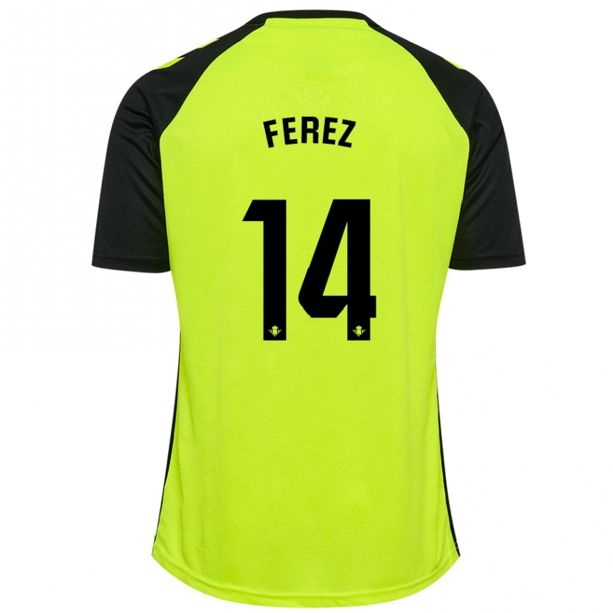 Kids Football Carolina Férez #14 Fluorescent Yellow Black Away Jersey 2024/25 T-Shirt Australia