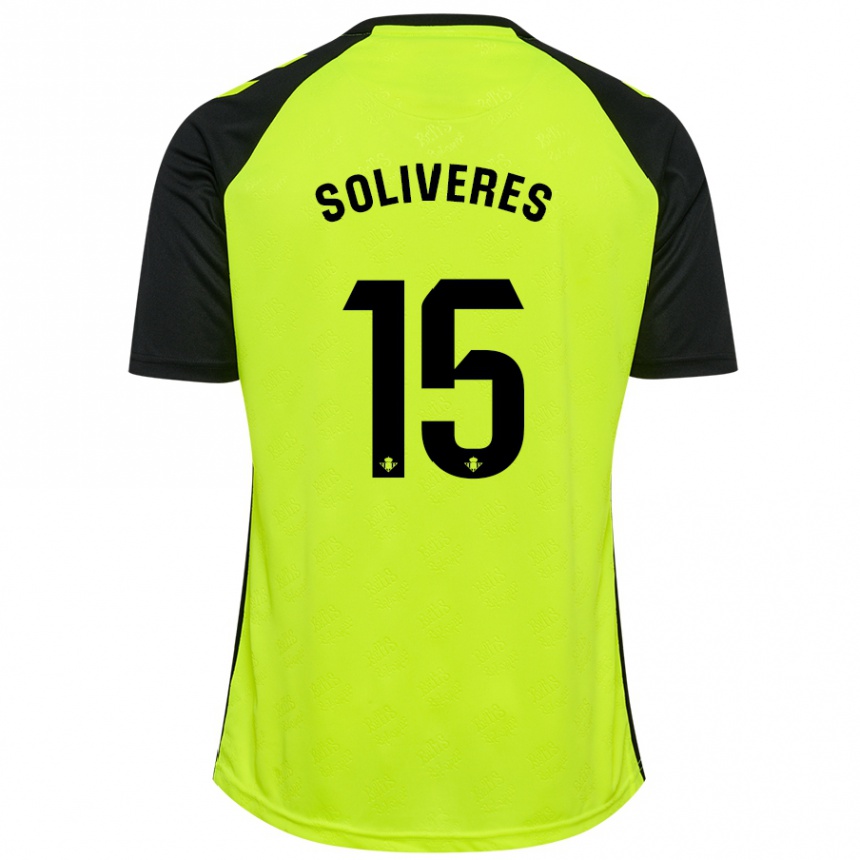 Kids Football Gema Soliveres #15 Fluorescent Yellow Black Away Jersey 2024/25 T-Shirt Australia