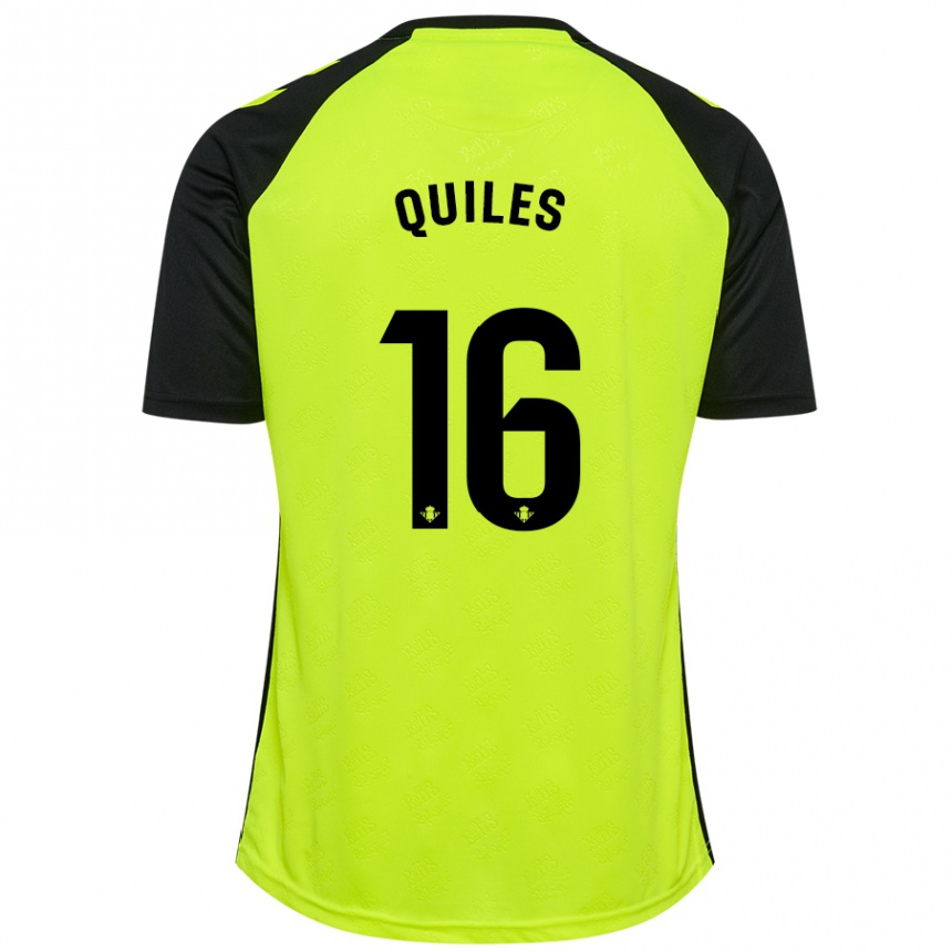 Kids Football Violeta García Quiles #16 Fluorescent Yellow Black Away Jersey 2024/25 T-Shirt Australia