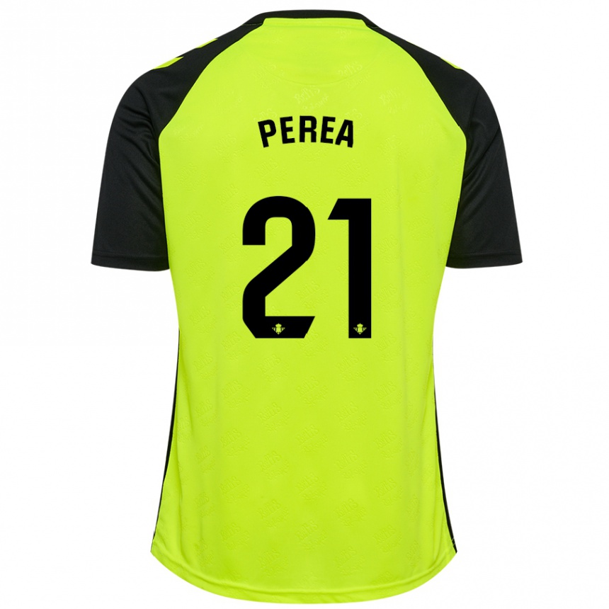 Kids Football Paula Perea #21 Fluorescent Yellow Black Away Jersey 2024/25 T-Shirt Australia