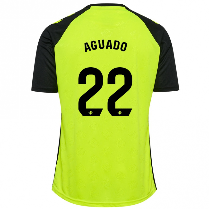 Kids Football Julia Aguado Fernández #22 Fluorescent Yellow Black Away Jersey 2024/25 T-Shirt Australia