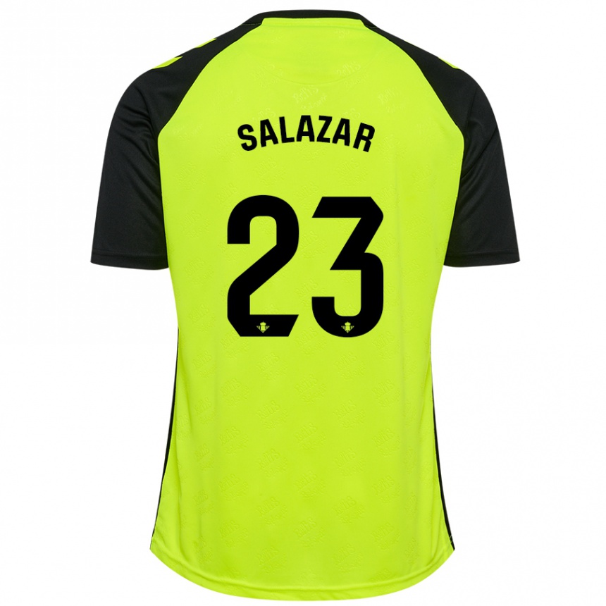 Kids Football Noelia Salazar #23 Fluorescent Yellow Black Away Jersey 2024/25 T-Shirt Australia