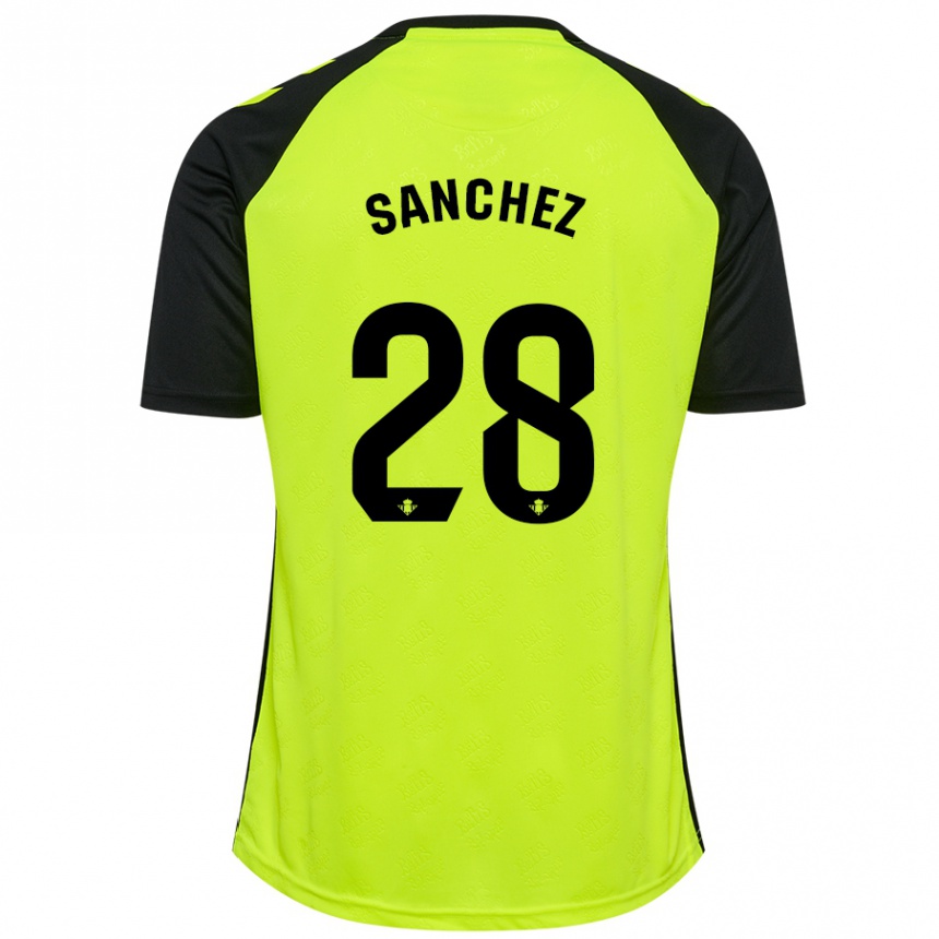 Kids Football Marina Sánchez #28 Fluorescent Yellow Black Away Jersey 2024/25 T-Shirt Australia