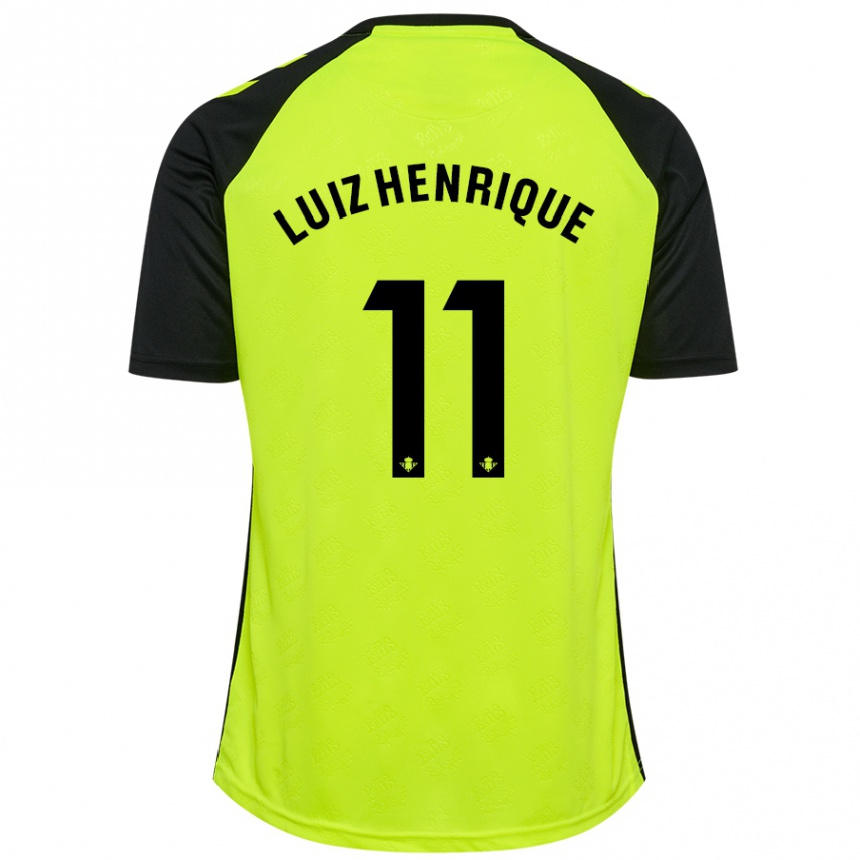 Kids Football Luiz Henrique #11 Fluorescent Yellow Black Away Jersey 2024/25 T-Shirt Australia