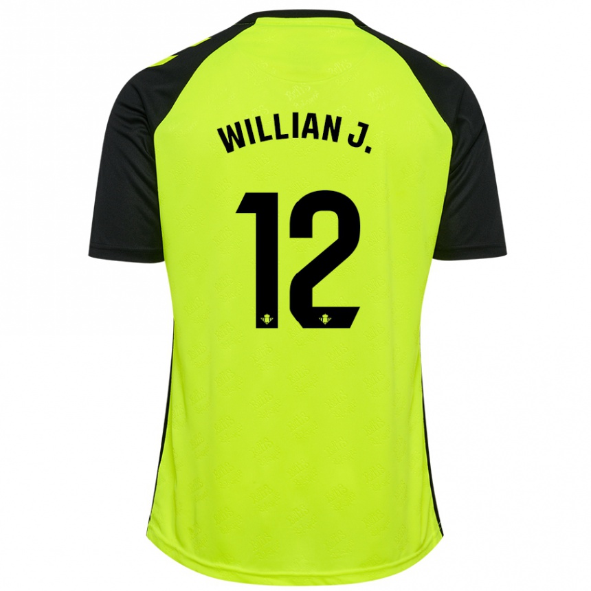 Kids Football Willian José #12 Fluorescent Yellow Black Away Jersey 2024/25 T-Shirt Australia