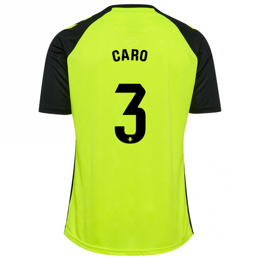 Kids Football Andrés Caro #3 Fluorescent Yellow Black Away Jersey 2024/25 T-Shirt Australia