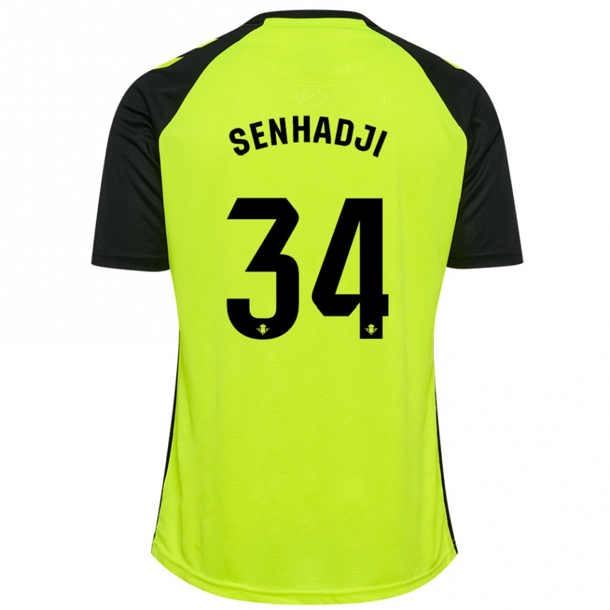 Kids Football Yanis Senhadji #34 Fluorescent Yellow Black Away Jersey 2024/25 T-Shirt Australia