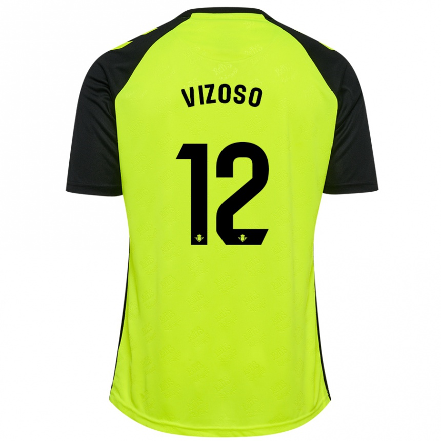 Kids Football Paula Vizoso Prieto #12 Fluorescent Yellow Black Away Jersey 2024/25 T-Shirt Australia