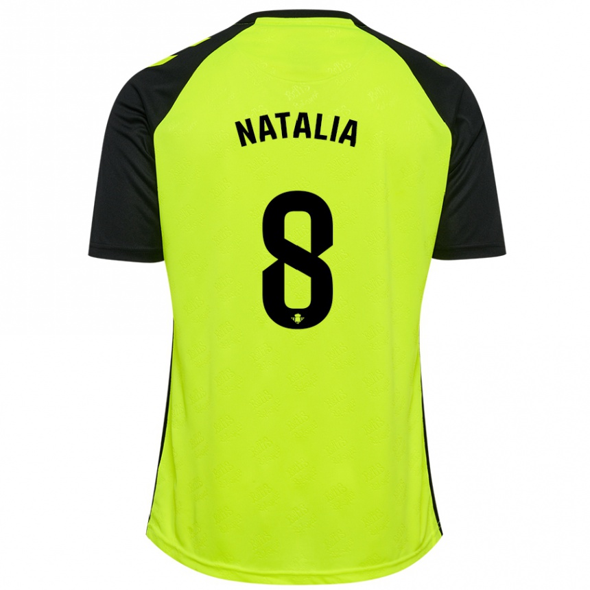 Kids Football Natalia Montilla Martinez #8 Fluorescent Yellow Black Away Jersey 2024/25 T-Shirt Australia