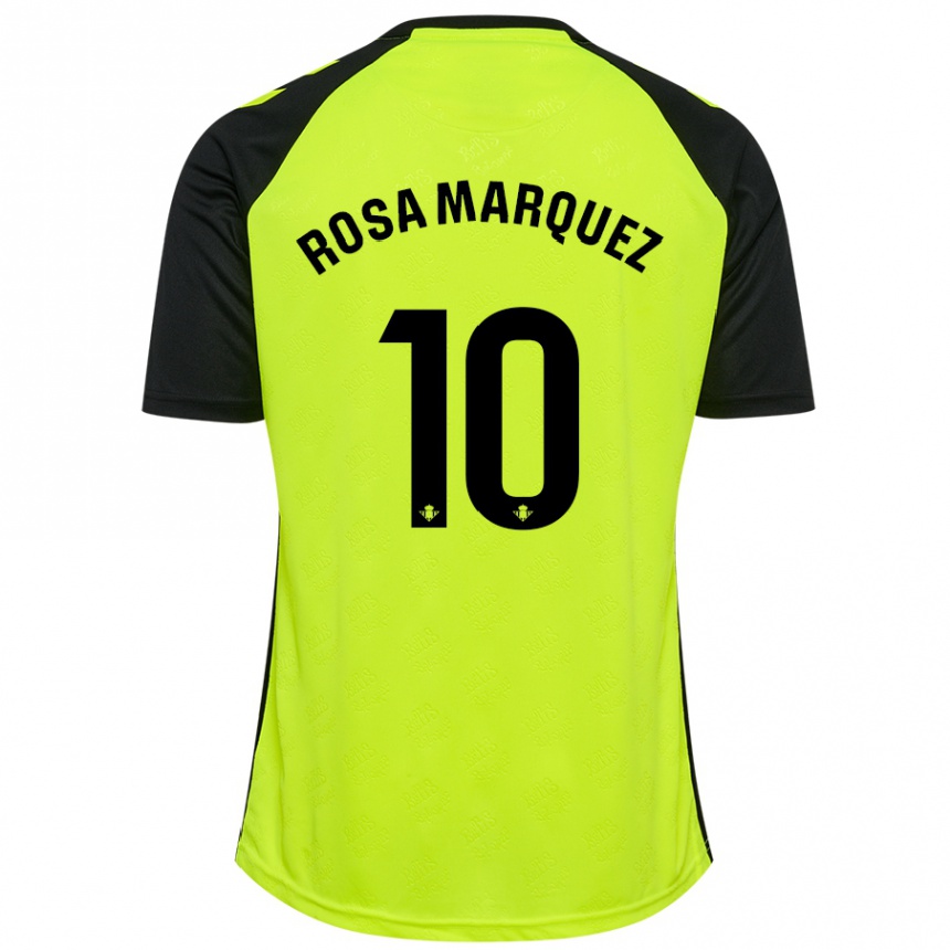 Kids Football Rosa Márquez Baena #10 Fluorescent Yellow Black Away Jersey 2024/25 T-Shirt Australia