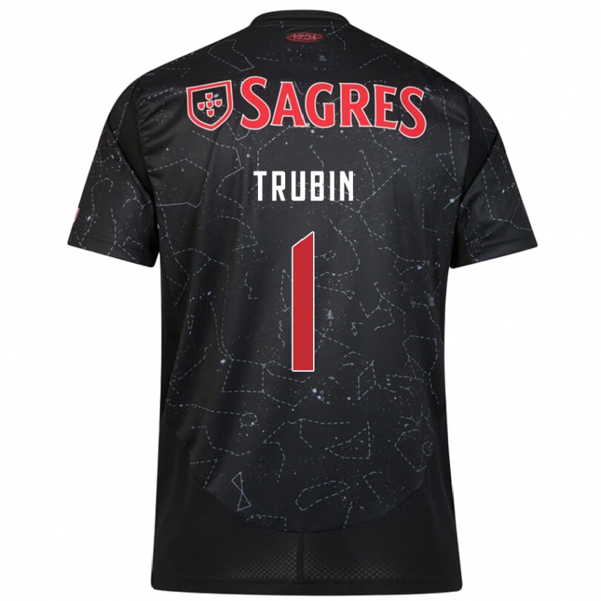 Kids Football Anatoliy Trubin #1 Black Red Away Jersey 2024/25 T-Shirt Australia