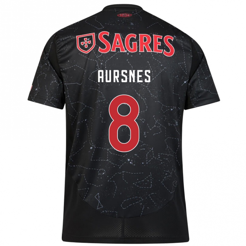 Kids Football Fredrik Aursnes #8 Black Red Away Jersey 2024/25 T-Shirt Australia