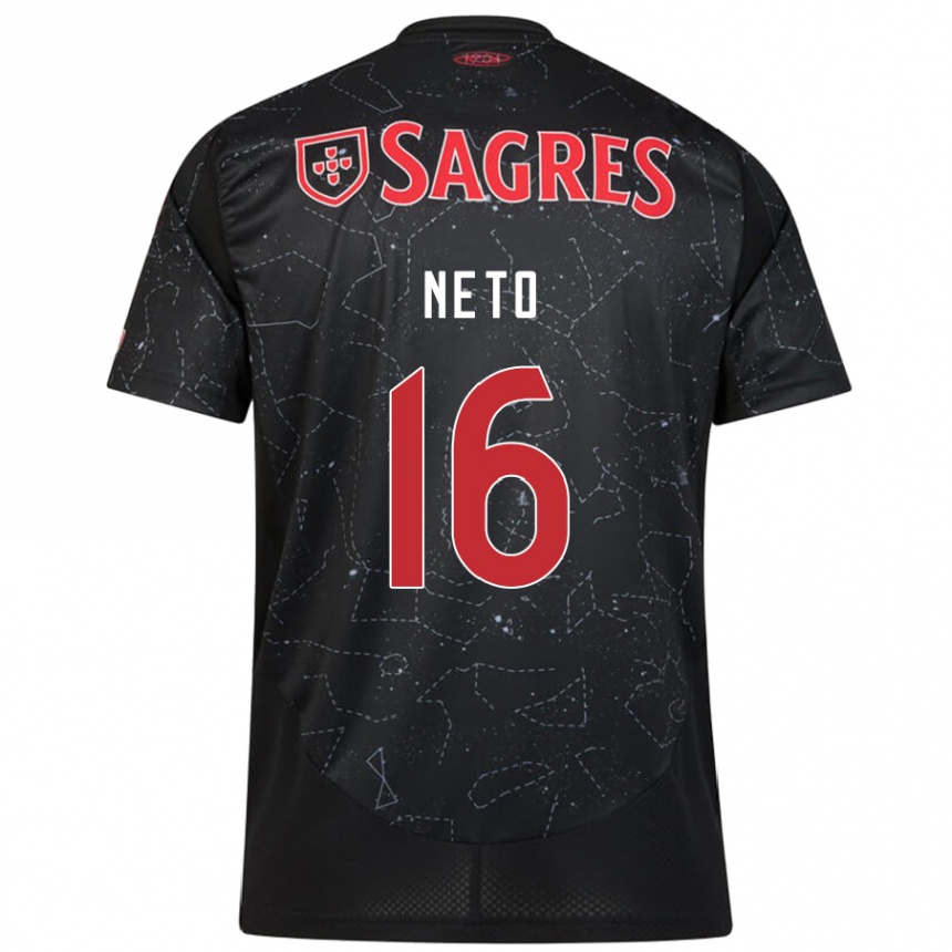 Kids Football Martim Neto #16 Black Red Away Jersey 2024/25 T-Shirt Australia