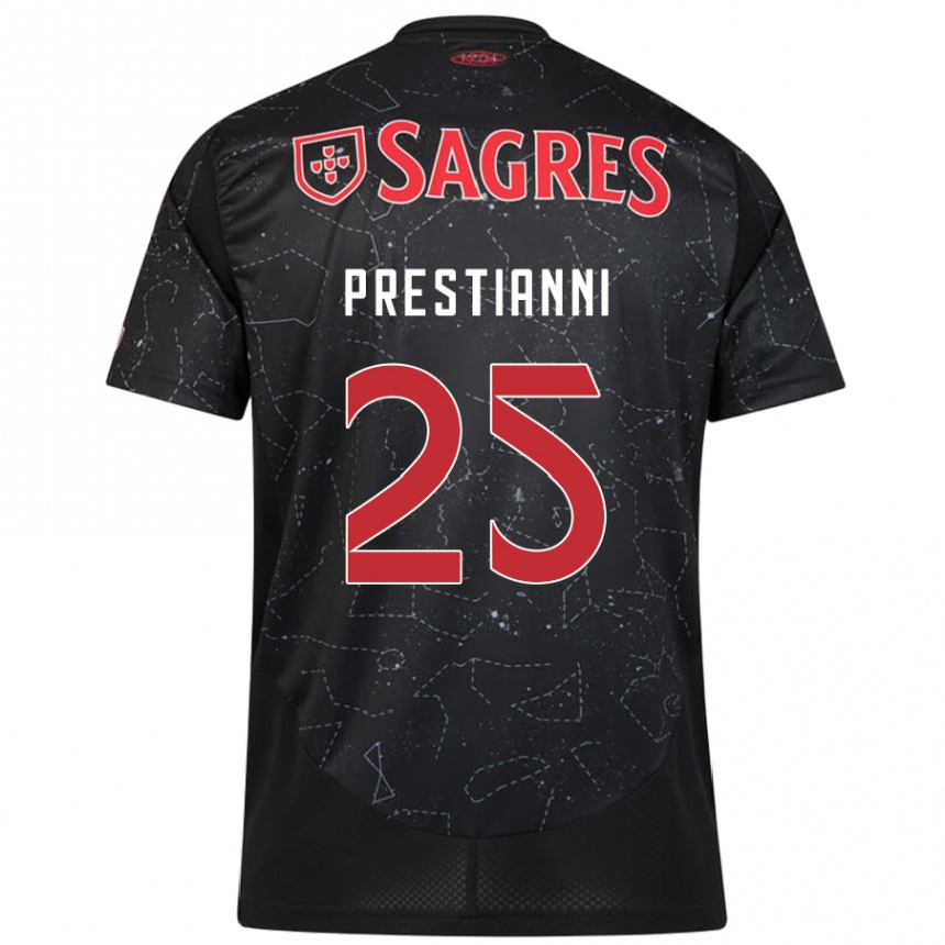 Kids Football Gianluca Prestianni #25 Black Red Away Jersey 2024/25 T-Shirt Australia