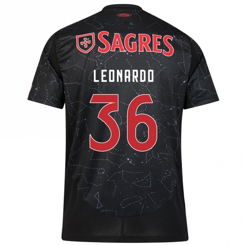 Kids Football Marcos Leonardo #36 Black Red Away Jersey 2024/25 T-Shirt Australia