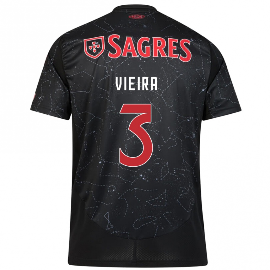 Kids Football Miguel Vieira #3 Black Red Away Jersey 2024/25 T-Shirt Australia