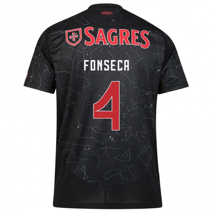 Kids Football João Fonseca #4 Black Red Away Jersey 2024/25 T-Shirt Australia