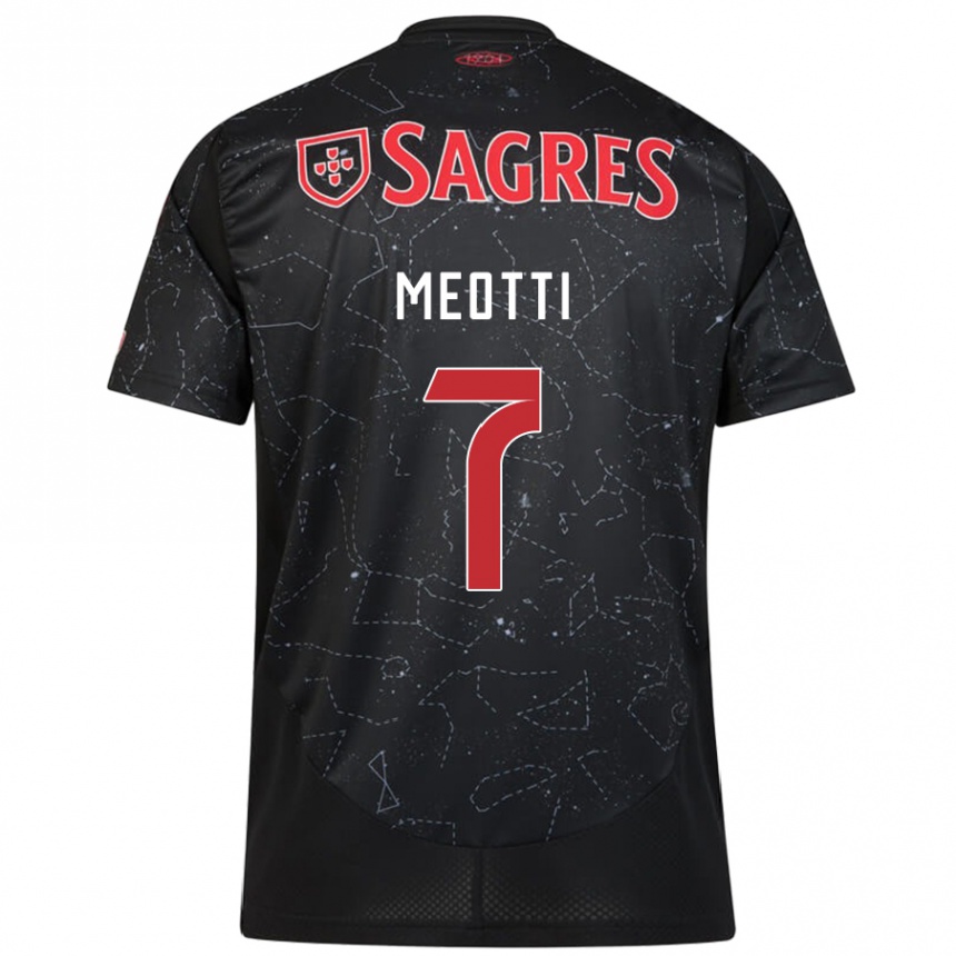 Kids Football Carlos Meotti #7 Black Red Away Jersey 2024/25 T-Shirt Australia