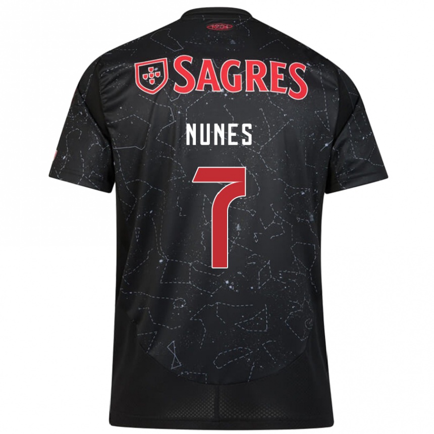 Kids Football Bernardo Nunes #7 Black Red Away Jersey 2024/25 T-Shirt Australia