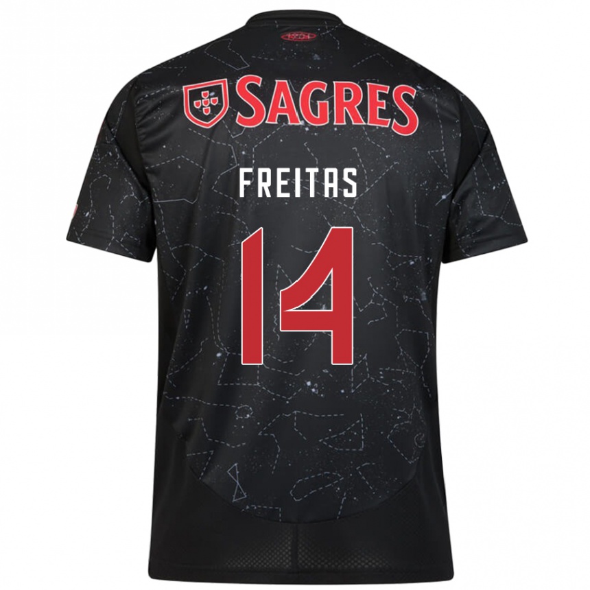 Kids Football Tiago Freitas #14 Black Red Away Jersey 2024/25 T-Shirt Australia