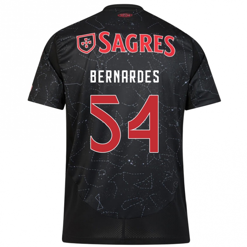 Kids Football Bernardes #54 Black Red Away Jersey 2024/25 T-Shirt Australia